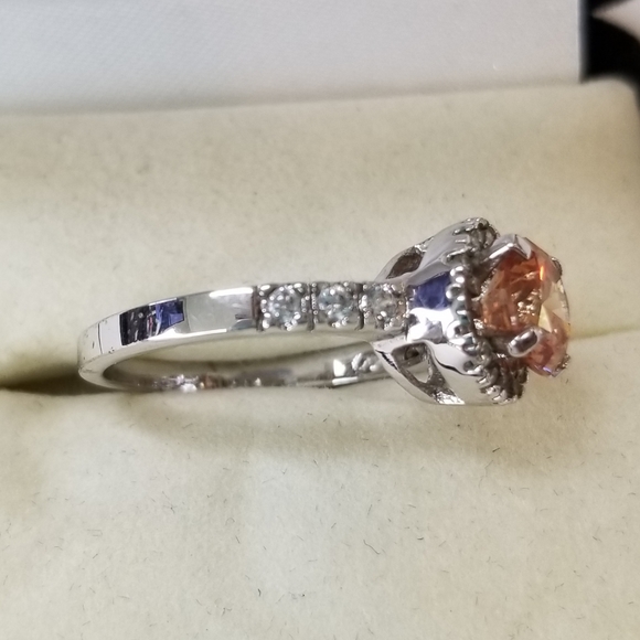Champagne/Clear Stone Silver Ring - Picture 2 of 5